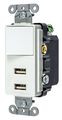 Usbb102w Decorator Switch Combination Charger 15 Amp 125v 3 Way Rocker With Two Usb Ports White 