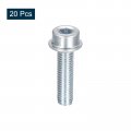 Uxcell M8x30mm Flanged Socket Head Cap Screws 20pcs 8 Grade Carbon Steel Hex Serrated Flange Bolts Machine