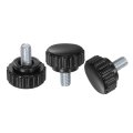 20pcs M6 X 10mm Male Thread Knurled Knobs Thumb Screws Clamping Grip 22mm Plastic Round Head Hand Thumbscrews Black 