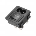 Uxcell C8-8 Panel Mount Plug Adapter Ac 250v 5a 2 Pins 2mm Buckle Iec Inlet Module Power Connector Socket Straight With 4p