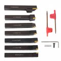 7 Piece Indexable Carbide Turning Tool Holder Set With 1 2 In Shank And Inserts For Lathe Finishing Operations Cnc Machining