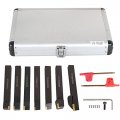 7 Piece Indexable Carbide Turning Tool Holder Set With 1 2 In Shank And Inserts For Lathe Finishing Operations Cnc Machining