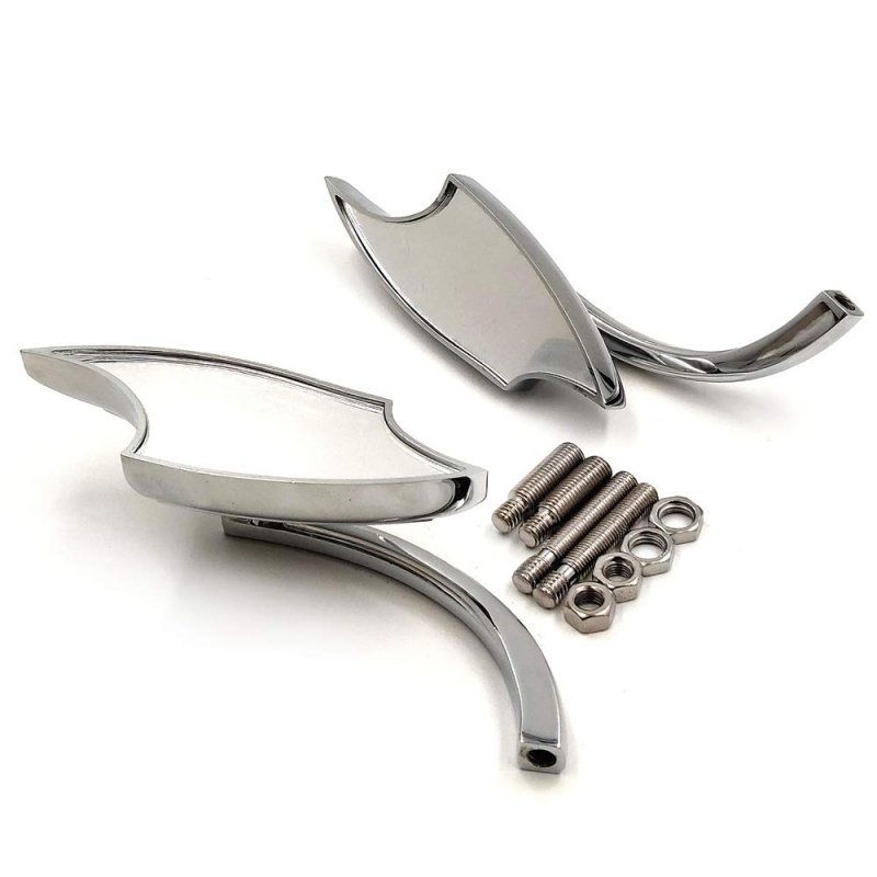 Chrome Adjustable Motorcycle Rear View Side Mirrors 8mm 10mm For Cafe Racer Yamaha Suzuki Universal Fit Street Bike Chopper