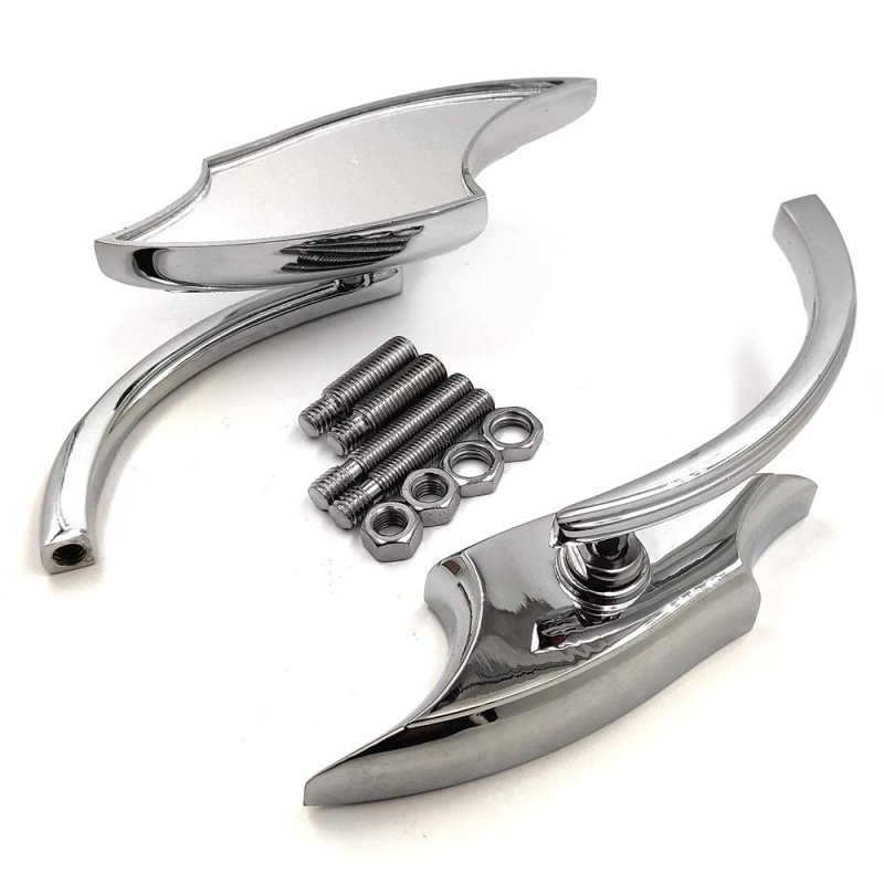 Chrome Adjustable Motorcycle Rear View Side Mirrors 8mm 10mm For Cafe Racer Yamaha Suzuki Universal Fit Street Bike Chopper