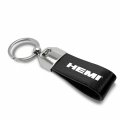 Ipick Image For Hemi Logo Black Real Leather Loop Strap Chrome Metal Key Chain Keychain Official Licensed