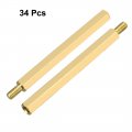 Uxcell 34pcs M3 45 6mm Female Male Thread Brass Hex Standoff Spacer Screws Pcb Pillar