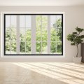 Uxcell Window Screen Mesh 47 X Diy Fiberglass Netting Black Frame With Hook And Loop Adhesive Edging For Bedroom Living Room