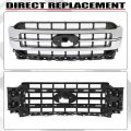 Hecasa Front Grille Compatible With 2021-2023 Ford F-150 Replacement For Ml3z8200fa Sport Lariat Grill Chrome Silvery Black