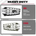 Hecasa Front Grille Compatible With 2021-2023 Ford F-150 Replacement For Ml3z8200fa Sport Lariat Grill Chrome Silvery Black