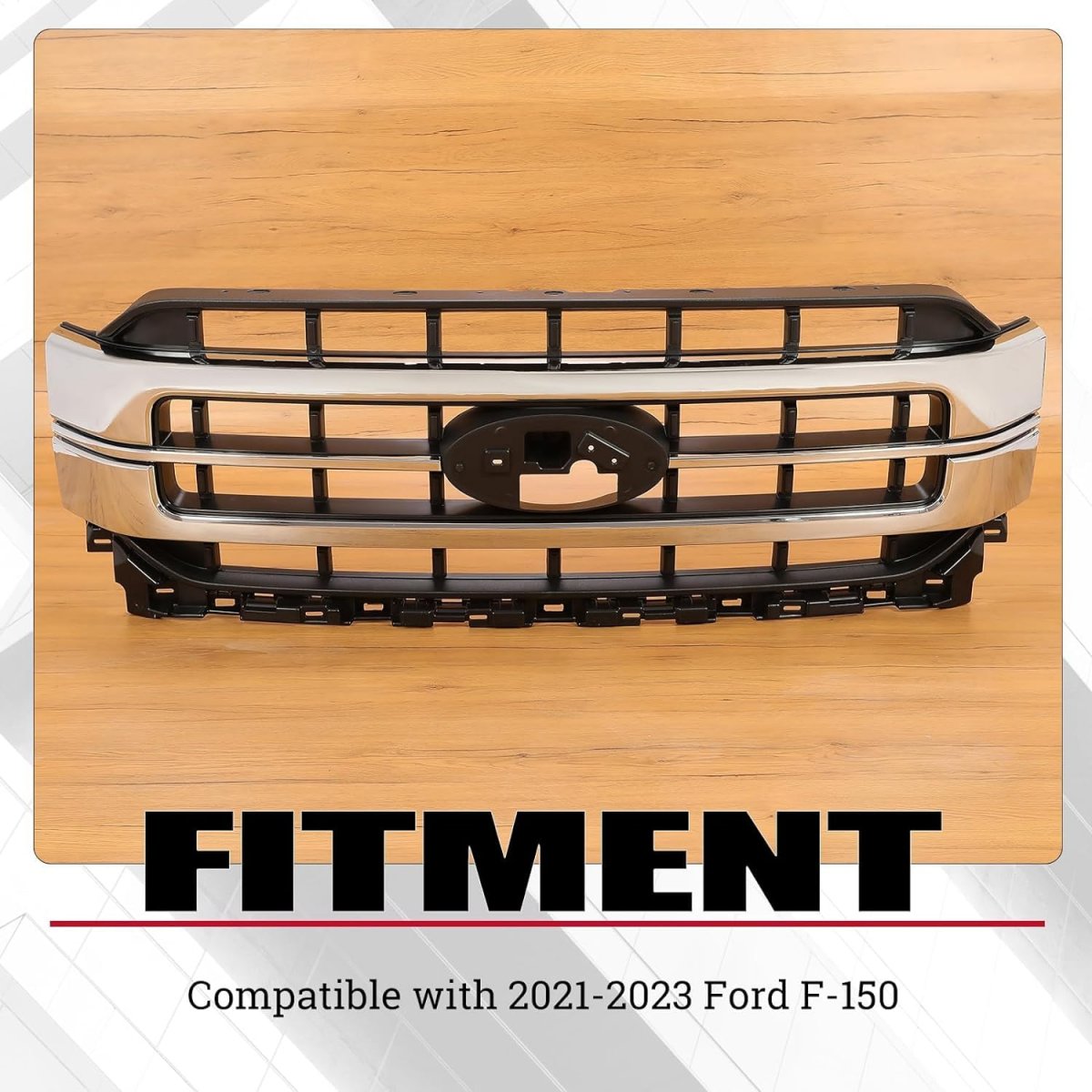 Hecasa Front Grille For 2021-2023d F-150 Replacement For Ml3z8200fa Sport Lariat Grill Chrome Silvery Black
