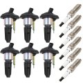 6 Ignition Coils With Iridium Spark Plugs 3 Pins Packs Fits For Isuzu Ascender 4 2l 2003-2008 Coil And Replaces Uf303