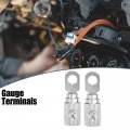 2pcs Amp Input Reducer Copper 4 Gauge Car Stereo Audio Awg Pin Power Ground Wire Silver Tone