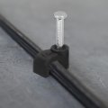 100 Pcs 0 51 Inch Cable Clips Flat Ethernet Clamps With Steel Nails Wire Cord Holder For Wires Management Black 