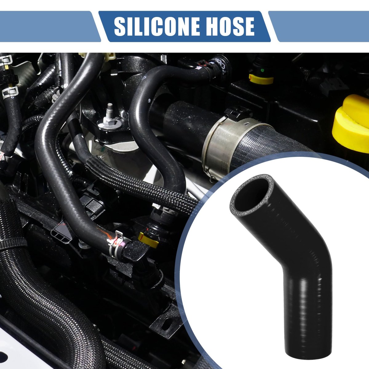 1 Pcs 38mm 50 Id 90mm 3 54 Length 45 Degrees Black Car Silicone Hose Coolant Universal