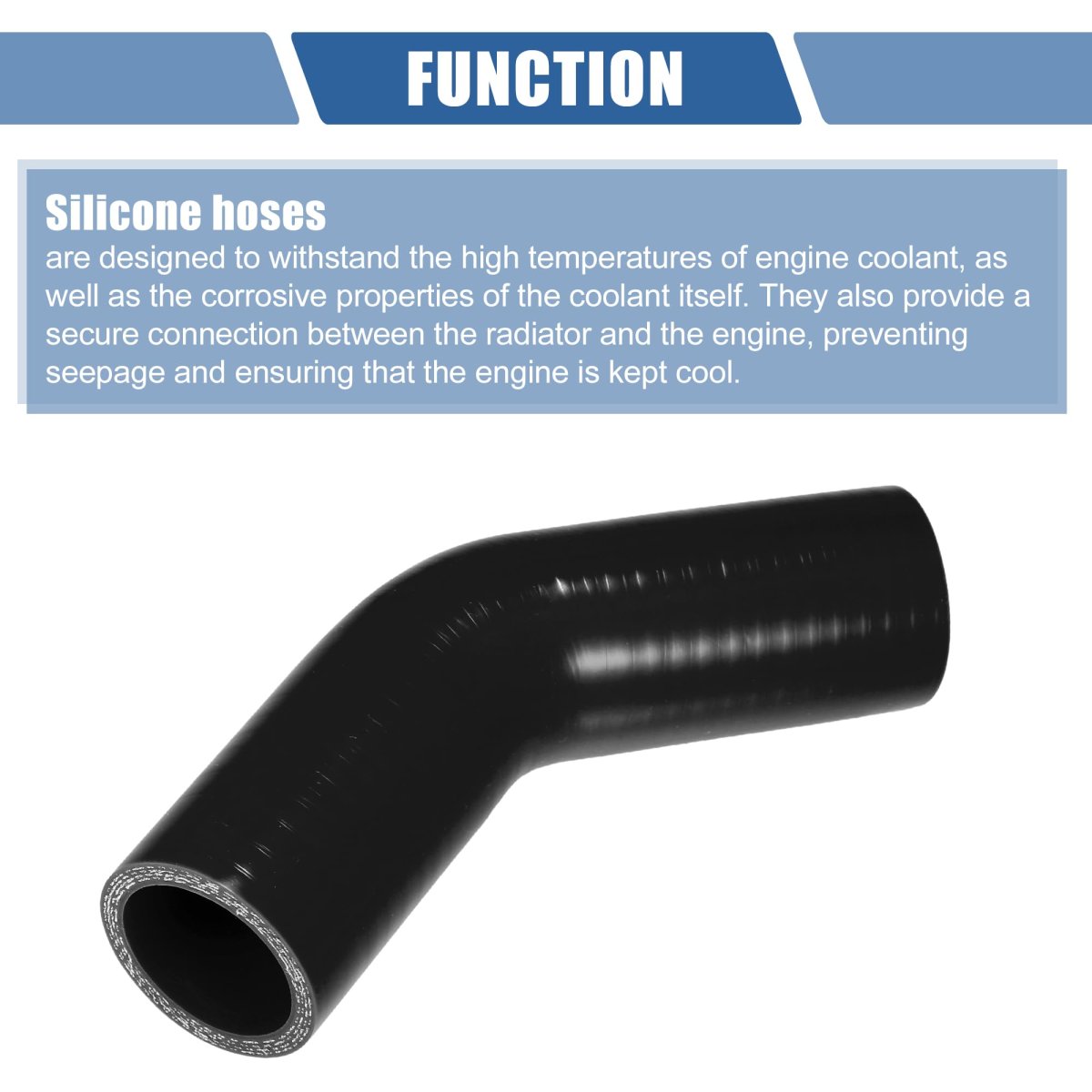 1 Pcs 38mm 50 Id 90mm 3 54 Length 45 Degrees Black Car Silicone Hose Coolant Universal