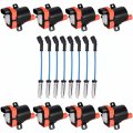 Ena Set Of 8 Round Energy Ignition Coil And 7mm Blue Wire For Buick Cadillac Chevrolet Gmc Hummer Rainier Escalade Express 2500 