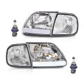 Led Drl Strip Headlights Assembly W Corner Parking Lights Kit For 1997-2003 F150 2004 Heritage Fit 1998-1999 F250 97-02 