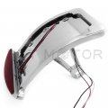 Httmt Mt301-a-cd Chrome Curved Side Mounted License Plate Bracket W Led Tail Light Brake 7 8 Inches Or 1 Inch Axle Compatible