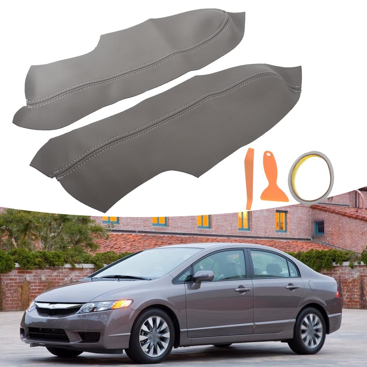 1 Pair Door Panels Armrest Leather Protector Cover Replacement For 2006-2011 Civic Sedan