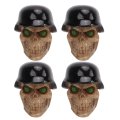Tire Valve 4pcs Set Universal Helmet Skull Type Stem With Rubber Ring For Cars Bikes Suvs Trucks Motorcycle Black 