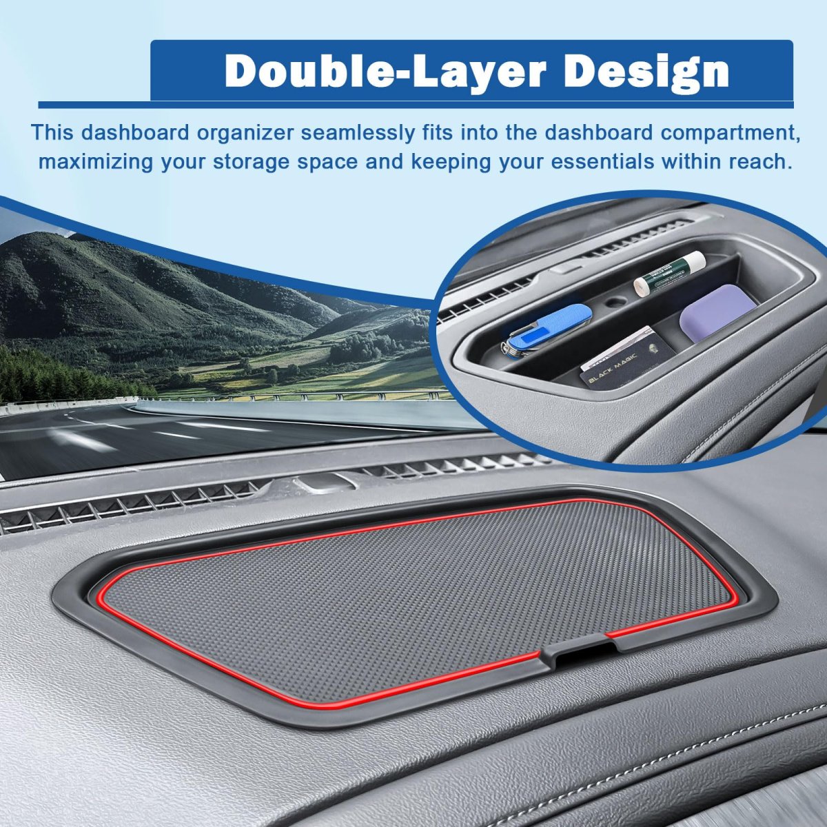 Dashboard Organizer Tray For 2019 2021 Chevy Silverado Gmc Sierra 1500 And 2020 2023 2500hd 3500hd Red Center Console Storage
