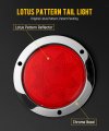 Partsam 2pcs 4 Inch Round Led Trailer Strobe Lights Red Lotus Pattern Stop Turn Tail Running Lamps Chrome Bezel Waterproof