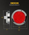 Partsam 2pcs 4 Inch Round Led Trailer Strobe Lights Red Lotus Pattern Stop Turn Tail Running Lamps Chrome Bezel Waterproof