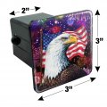 Eagle Patriotic 4th Of July Celebration American Flag Fireworks Tow Trailer Hitch Cover Plug Insert