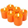 Homemory 2 X Orange Flameless Votive Candles With Timer Realistic Battery Operated 6pack Black Wick Fall For Pumpkin Lanterns 