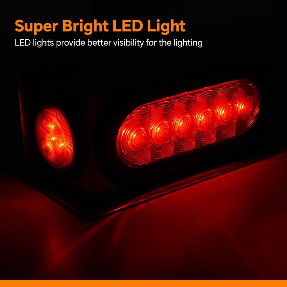 Led Trailer Steel Box Kit For Truck W 6 Oval Tail Light 2 Marker Lamp Clear Lens Luces Traserasassembly