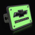 Ipick Image Made For Chevrolet Silverado 3d Logo Glow In The Dark Luminescent Billet Aluminum 2 Inch Tow Hitch Cover