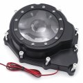 Httmt- Black W Yellow Led Left Engine Stator Cover See Thru Compatible With 2006-2014 Yamah Yzf-r6 P N Mt313-008a-bk