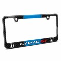 Ipick Image For Honda Civic Si Blue Racing Stripe Black Real Carbon Fiber License Plate Frame