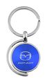 Blue Mazda Zoom-zoom Logo Brushed Metal Round Spinner Chrome Key Chain Spin Ring
