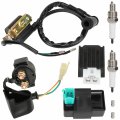 Grehua Ac Cdi Box Starter Solenoid Relay Ignition Coil Voltage Regulator Rectifier Spark Plug Kit For 50cc 70cc 90cc 110cc 