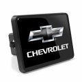 Ipick Image Compatible With Chevrolet Black Logo Uv Graphic Metal Face-plate On Abs Plastic 2 Inch Tow Hitch Cover