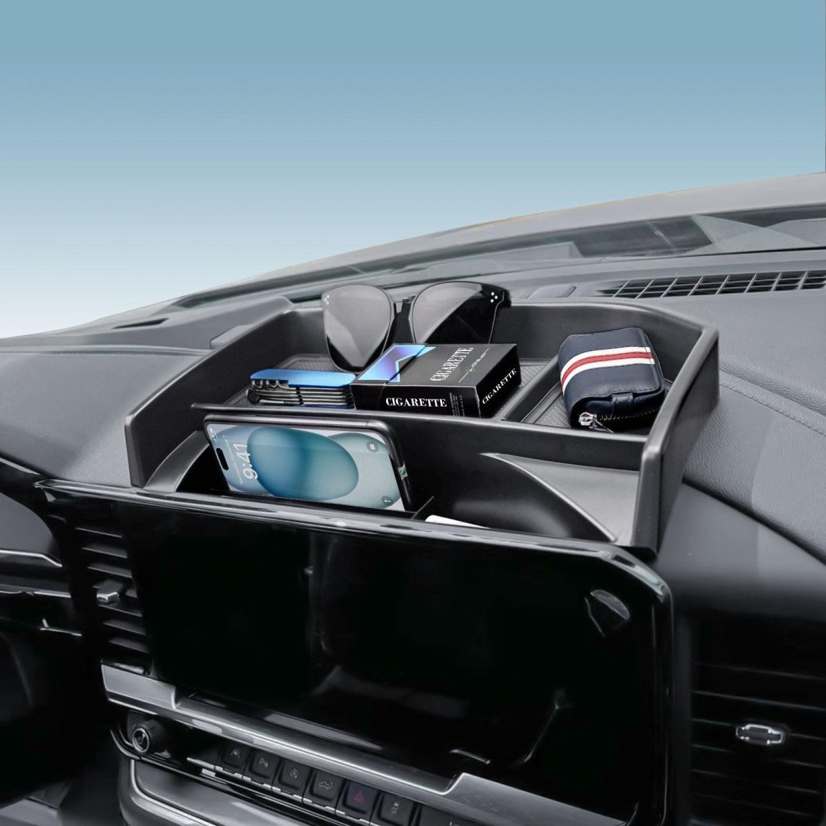 Dashboard Organizer Tray For 2022-2025 Chevy Silverado Gmc Sierra 1500 2024-2025 2500hd 3500hd Accessories Behind Screen Dash