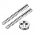 Uxcell 3pcs Tap And Die Set Metric M10 X 1 25 Threads Round Tappinging Tool Tap Kit For Nut Screw Bolt Thread Repair