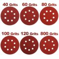 Hifrom 60 Pieces 8 Holes Sanding Discs 5 Inch Hook And Loop 120 Grit Sandpaper Assortment Replacement For Random Orbital Sander