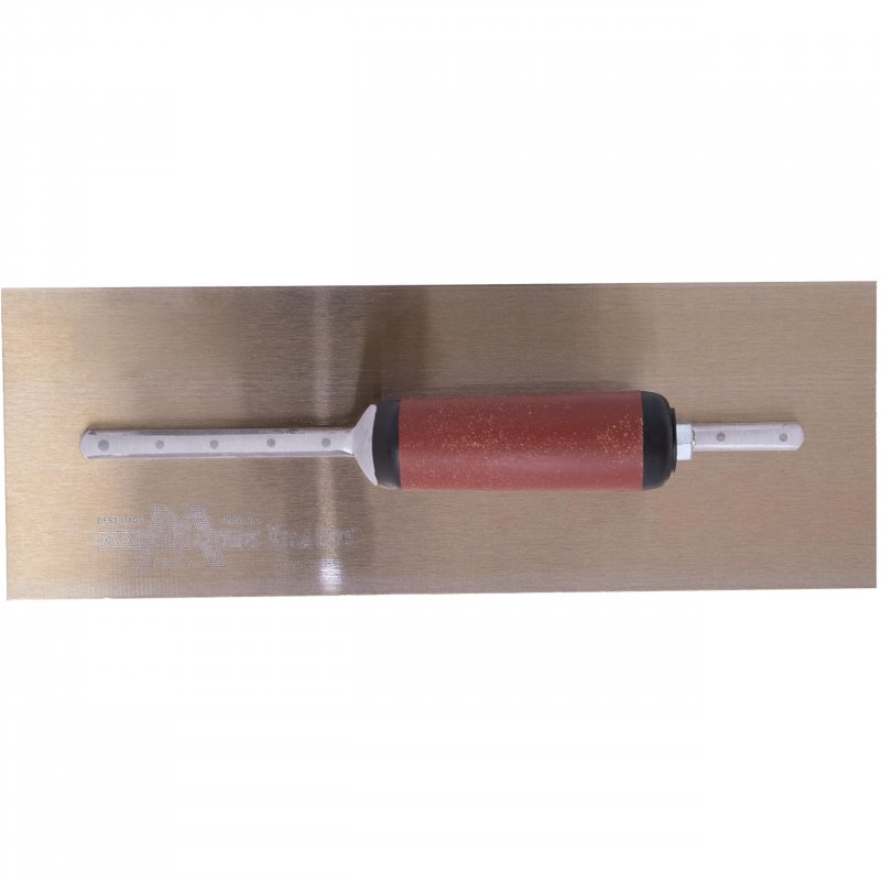 Marshalltown Finishing Trowels 121mm Width 356mm Length Golden Stainless Steel Blade Curved Handle Duracork Material Mxs73gsdc