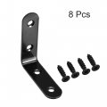 Corner Brace Angle Bracket Fastener L Shape 65mmx65mmx19mm Black Round End With Screws 8pcs