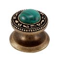 Vicenza Designs K1149 San Michele Malachite Stone Insert Knob Small Antique Brass 