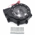Httmt- Black W Green Led Left Engine Stator Cover See Thru Compatible With 2006-2014 Yamah Yzf-r6 P N Mt313-008a-bk