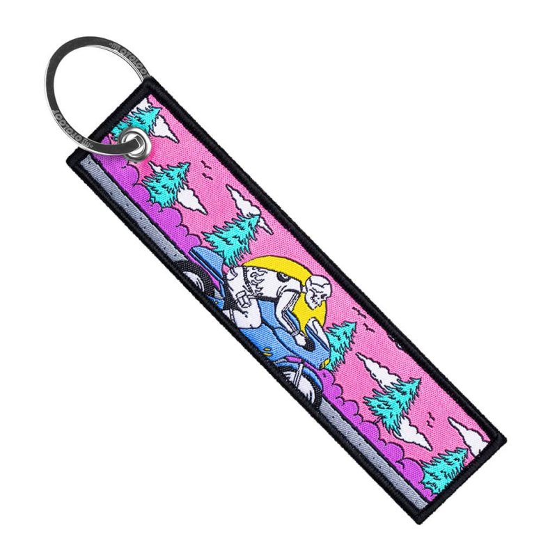 Skull Vintage Rider Keychain For Motorcycles Scooters And Cars Scratch Resistant Fabric Key Tag With Metal Red Cable Rings 5 12