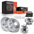 A-premium Rear Drilled And Slotted Disc Brake Rotors Ceramic Pads Kit Wheel Bearing Hub Assembly Compatible With Toyota Camry