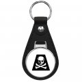 Prs Vinyl Firefighter Tetrahedron Shaped Skull Crossbones Fire Logo Dept Black Leather Keychain Silver Keyring 