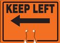 Accuform Signs Fbc776 Plastic Traffic Cone Top Warning Sign Legend Keep Left Arrow 10 Length X 14 Width 0 060 Thickness Black 