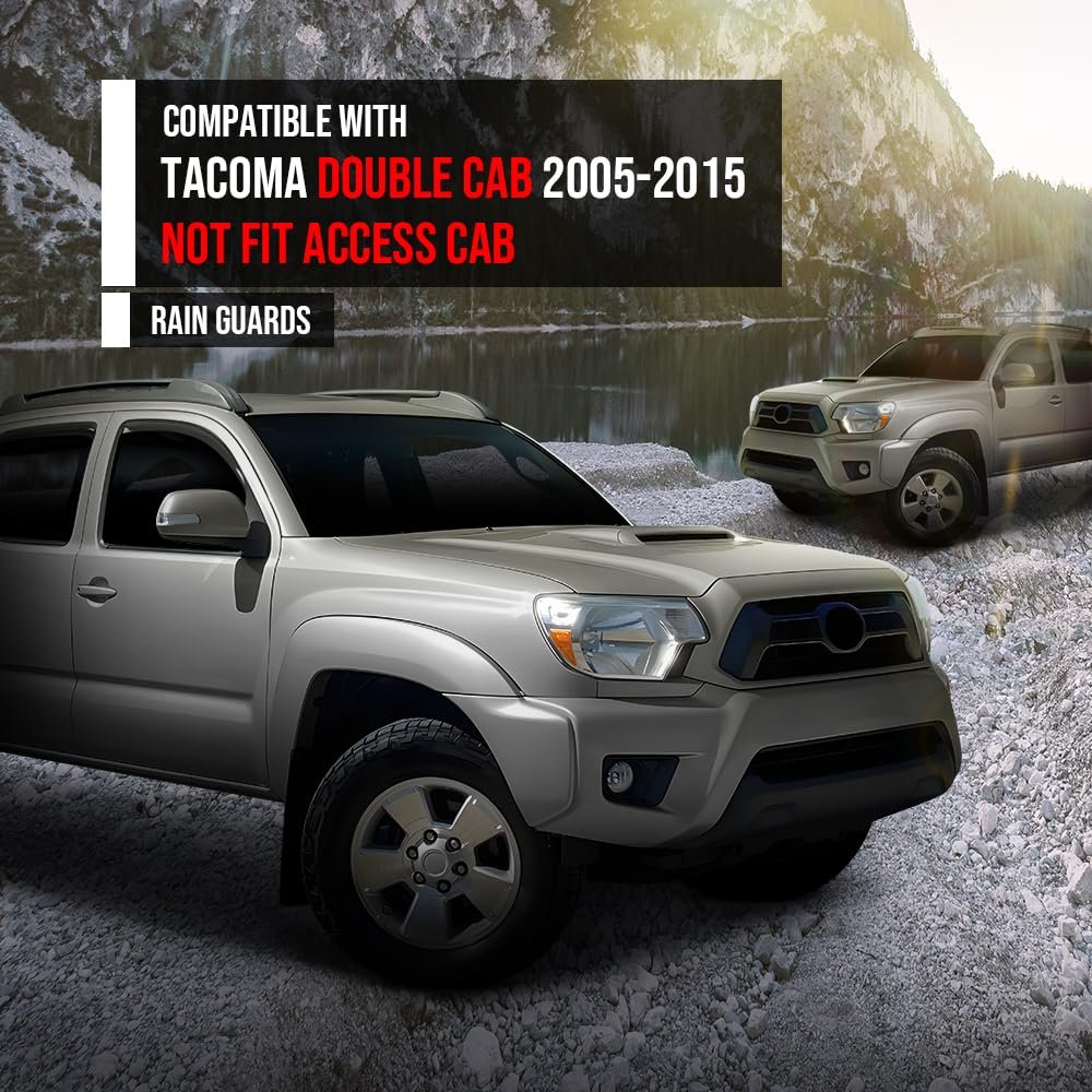 In-channel Auto Vent Window Visor 4pcs For Toyota Tacoma Double Cab 2005-2015 Not Fit Access Rain Guards Smoke