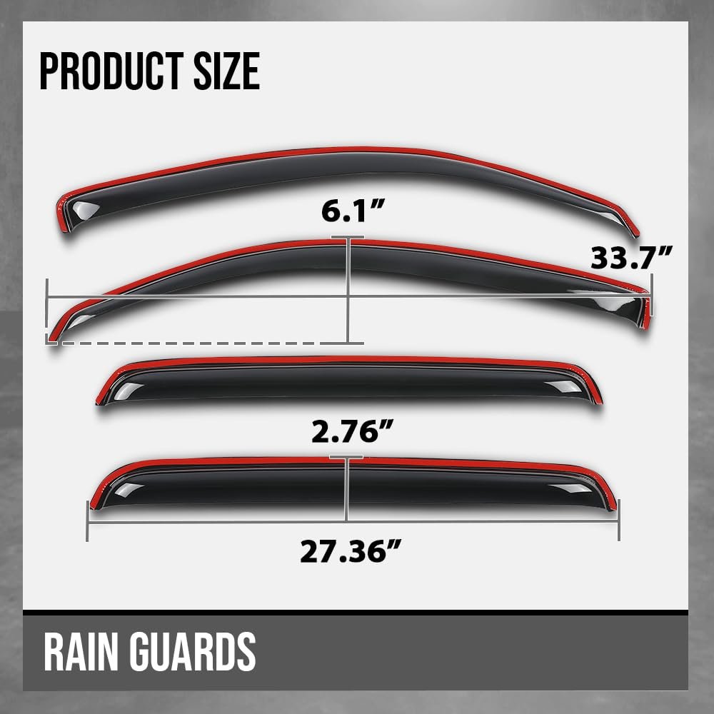 In-channel Auto Vent Window Visor 4pcs For Toyota Tacoma Double Cab 2005-2015 Not Fit Access Rain Guards Smoke