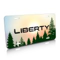 Jeep Liberty Green Forrest Sillhouette Graphic Special Aluminum Metal License Plate